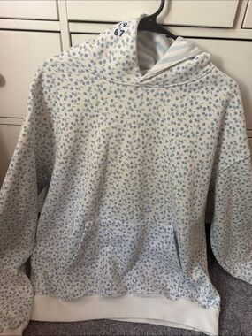 Light Blue Floral Hoodie Sweatshirt